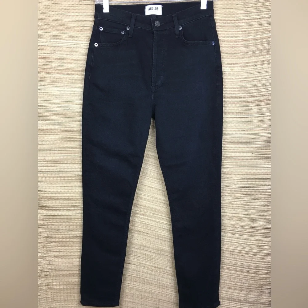 AGOLDE Nico High Rise Slim Jeans In Black Wash Size 26 - Picture 3 of 11